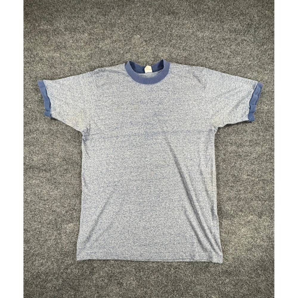Vintage Towncraft Plus Ringer T-Shirt Mens XL Blue Heathered 50/50 Poly Cotton